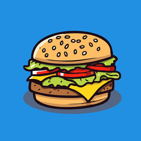 西式快餐美味汉堡矢量简笔画