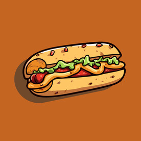 西式快餐美味热狗矢量简笔画