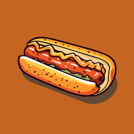 西式快餐美味热狗矢量简笔画