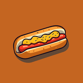 西式快餐美味热狗矢量简笔画