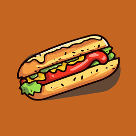 西式快餐美味热狗矢量简笔画