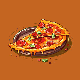 西式快餐美味披萨饼矢量简笔画