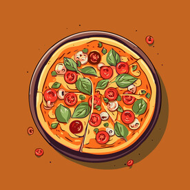 西式快餐美味披萨饼矢量简笔画