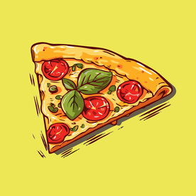 西式快餐美味披萨饼矢量简笔画