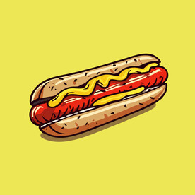 西式快餐美味热狗矢量简笔画