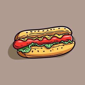 西式快餐美味热狗矢量简笔画