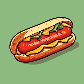 西式快餐美味热狗矢量简笔画