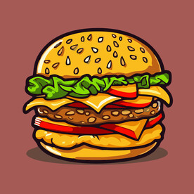 西式快餐美味汉堡矢量简笔画