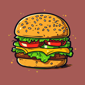 西式快餐美味汉堡矢量简笔画