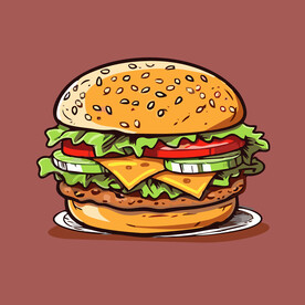 西式快餐美味汉堡矢量简笔画