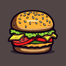 西式快餐美味汉堡矢量简笔画