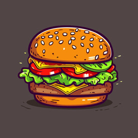 西式快餐美味汉堡矢量简笔画