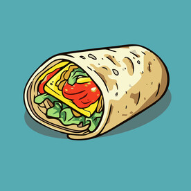 西式美味烤肉卷矢量插画