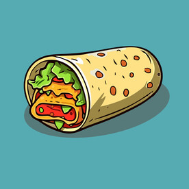 西式美味烤肉卷矢量插画