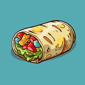 西式美味烤肉卷矢量插画