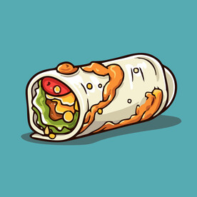 西式美味烤肉卷矢量插画