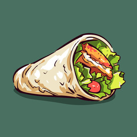 西式美味烤肉卷矢量插画