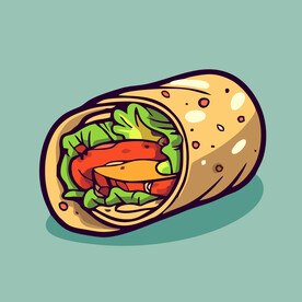 西式美味墨西哥鸡肉卷矢量插画