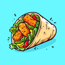 西式美味墨西哥鸡肉卷矢量插画