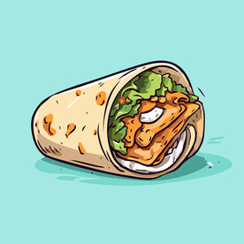 西式美味墨西哥鸡肉卷矢量插画