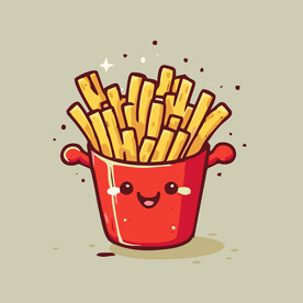 西式美味炸薯条矢量卡通简笔画