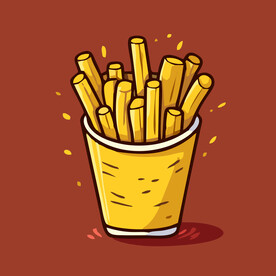 西式美味炸薯条矢量卡通简笔画