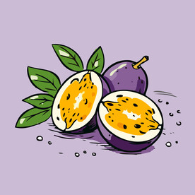 百香果水果手绘矢量插画