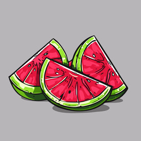西瓜水果手绘矢量插画