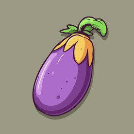 茄子蔬菜手绘矢量插画