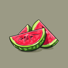 西瓜水果手绘矢量插画