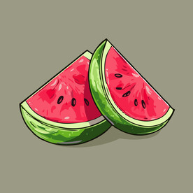 西瓜水果手绘矢量插画