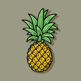 菠萝水果手绘矢量插画