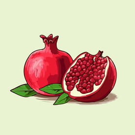 石榴水果手绘矢量插画