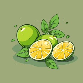 柠檬水果手绘矢量插画