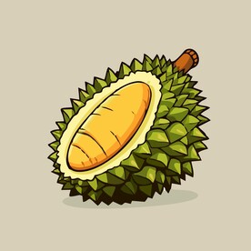 榴莲热带水果手绘矢量插画