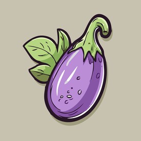 手绘茄子卡通蔬菜矢量插画