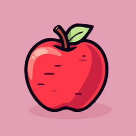 手绘苹果卡通水果矢量插画