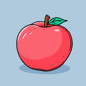 手绘苹果卡通水果矢量插画