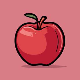 手绘苹果卡通水果矢量插画