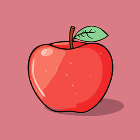 手绘苹果卡通水果矢量插画