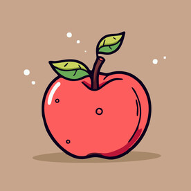 手绘苹果卡通水果矢量插画
