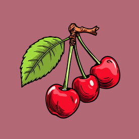 手绘樱桃卡通水果矢量插画