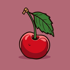 手绘樱桃卡通水果矢量插画