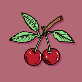 手绘樱桃卡通水果矢量插画