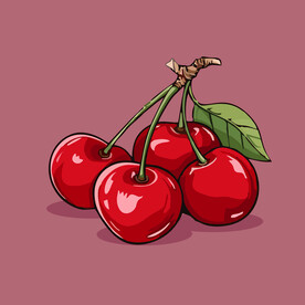 手绘樱桃卡通水果矢量插画