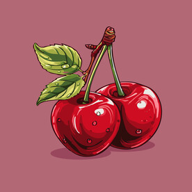 手绘樱桃卡通水果矢量插画