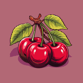 手绘樱桃卡通水果矢量插画