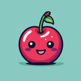 手绘樱桃卡通水果矢量插画