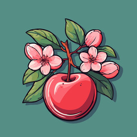 手绘樱桃水果矢量插图卡通美食