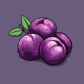 手绘李子水果矢量插图卡通美食